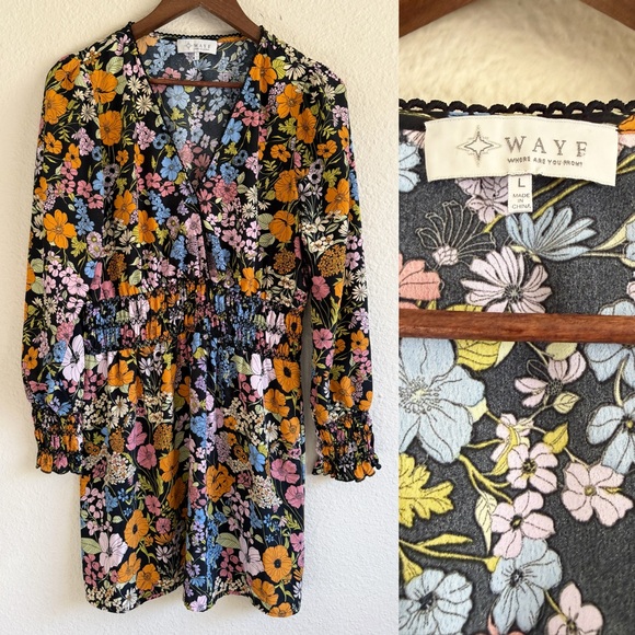 Wayf Dresses & Skirts - Wayf Multicolor Floral Smocked Mini Dress-Size L